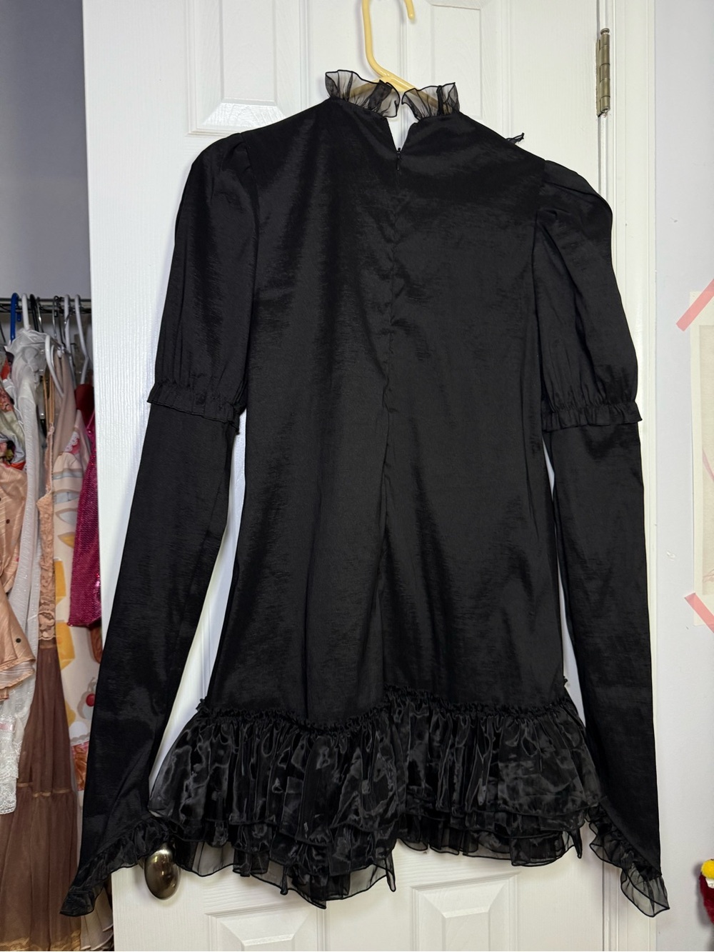 Dolls Kill Halloween Clown Black Ruffled Gothic Mini Dress - Picture 8 of 13